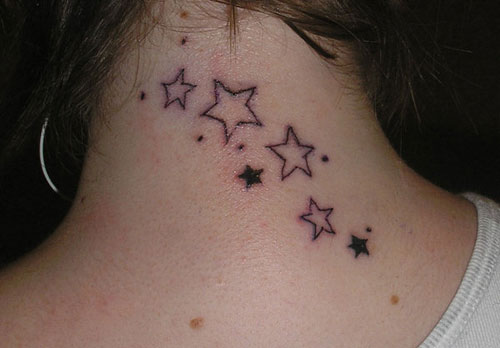 Nice Star Tattoos On Girl Nape