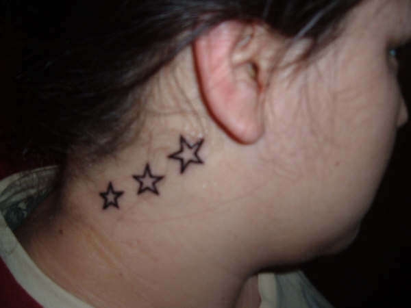 Outline Star Tattoos On Side Neck