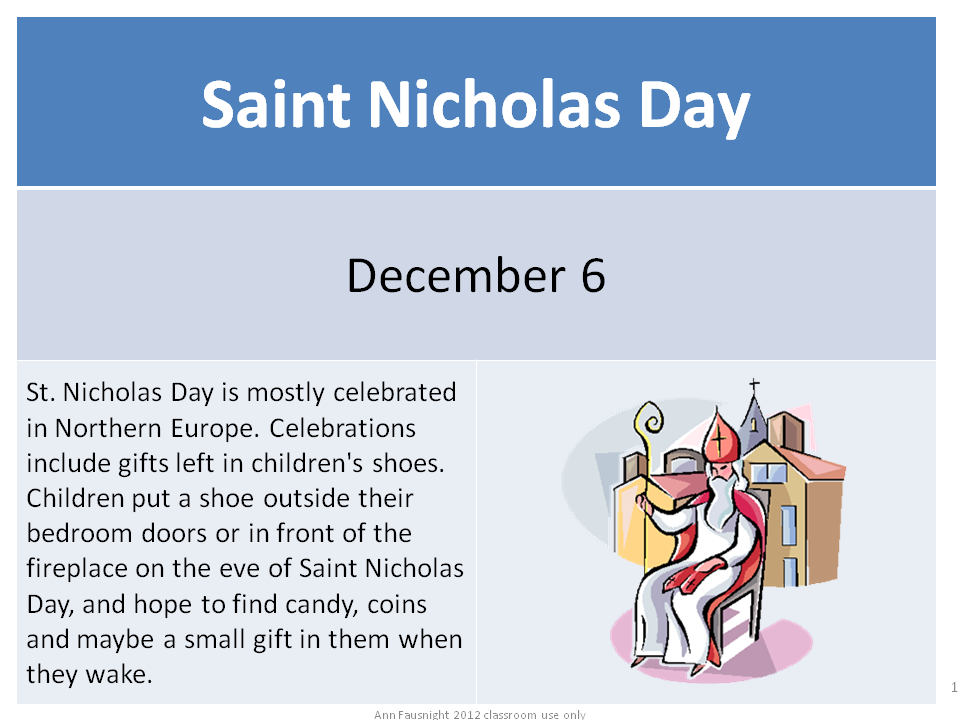 Saint Nicholas Day December 6