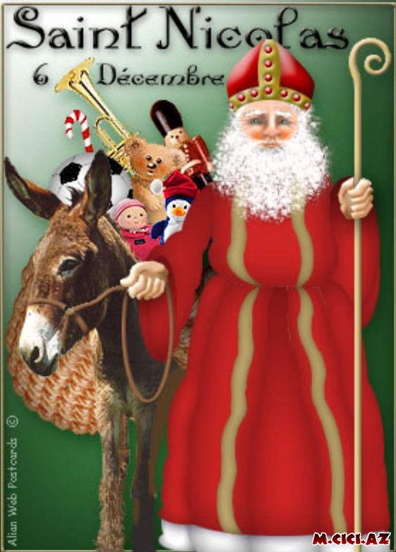 Saint Nicolas Day December 6 Santa Claus With Donkey