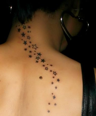 Small Star Tattoos On Back Neck For Girls