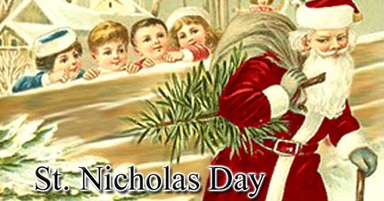 St Nicholas Day Santa Claus And Kids Picture