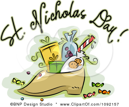 St. Nicholas Day Gifts In Shoe Clipart Image