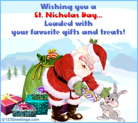 Wishing You A St. Nicholas Day Loaded With Your Favorite Gifts And Treats Animated Ecard
