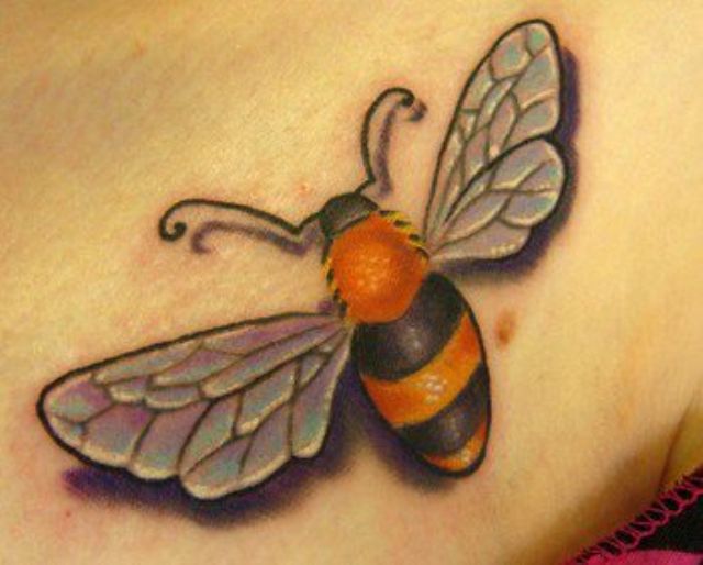 3D Bumblebee Tattoo Design For Front Shoulder