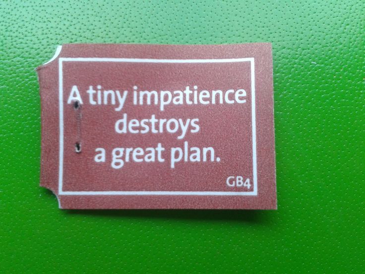 A tiny impatience destroys a great plan