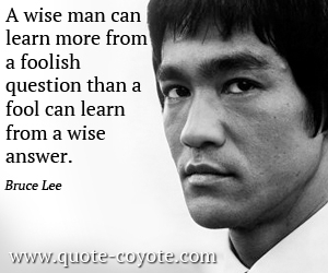 A wise man can learn more from a foolish question than a fool can learn from a wise answer. Bruce Lee