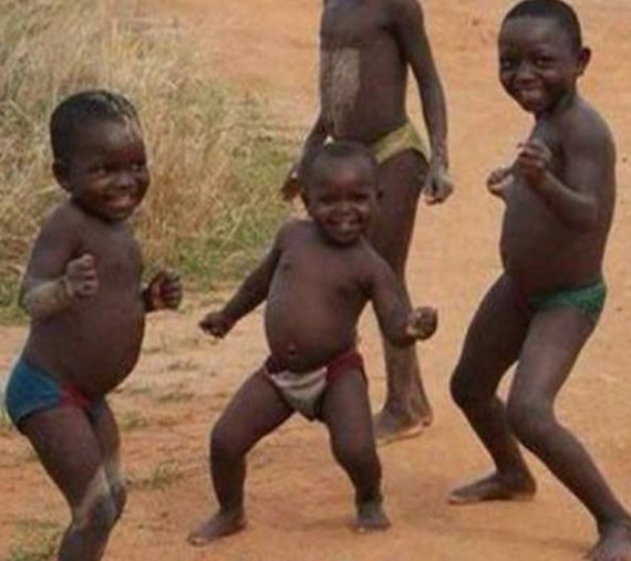 African Kids Dancing Funny Image