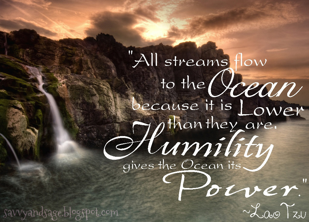 All streams flow to the ocean because it is lower than they are. Humility gives it its power. Lao Tzu