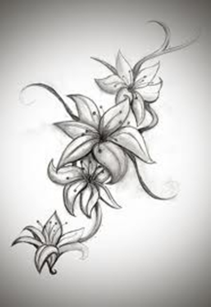 Amazing Black And Grey Lily Tattoo Design