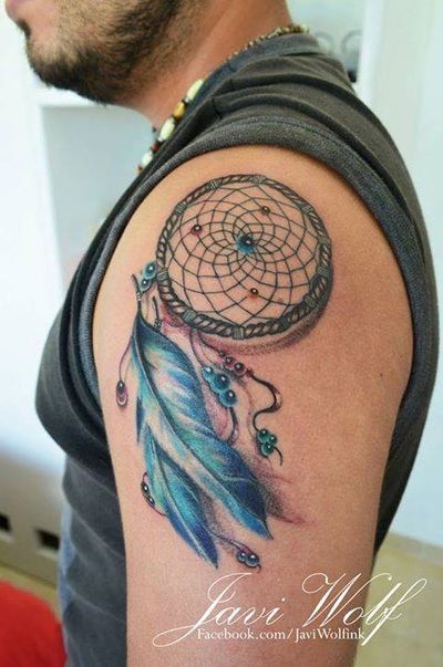 Amazing Dreamcatcher Tattoo On Left Shoulder by Javi Wolf