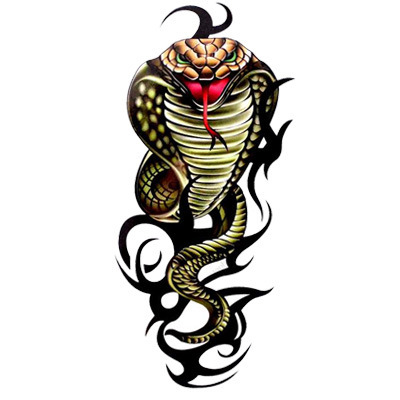 Attractive 3D Cobra Snake Tattoo Design