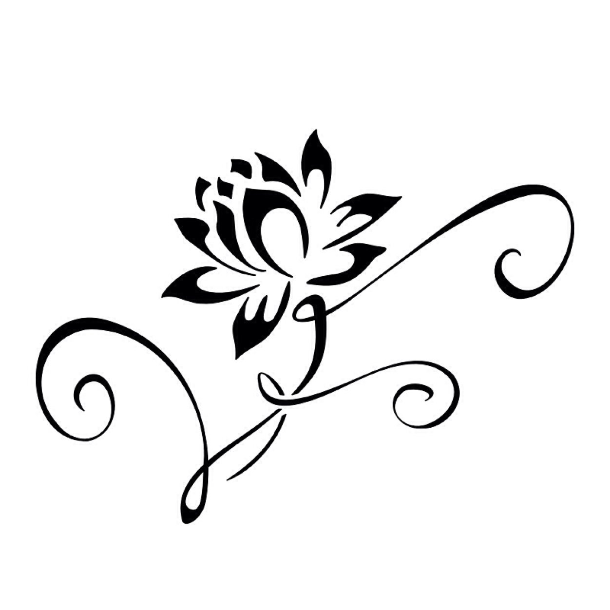 Attractive Black Tribal Lotus Flower Tattoo Design