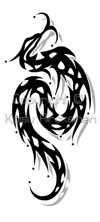 Attractive Black Tribal Snake Tattoo Stencil