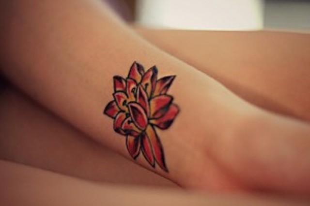 Attractive Lotus Flower Tattoo Design For Wrist