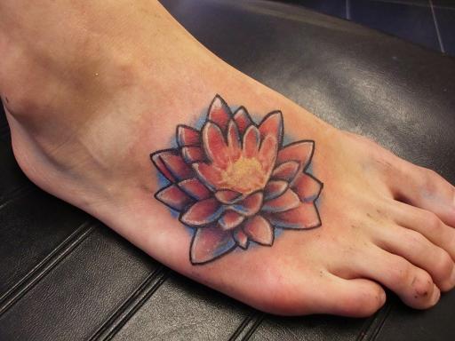 Attractive Lotus Flower Tattoo On Right Foot By Gord Kennedy
