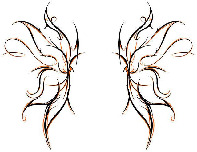 Attractive Tribal Fairy Wings Tattoo Stencil