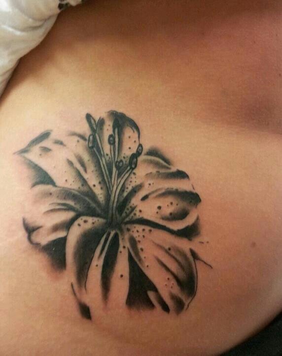 Awesome Black And Grey Lily Tattoo
