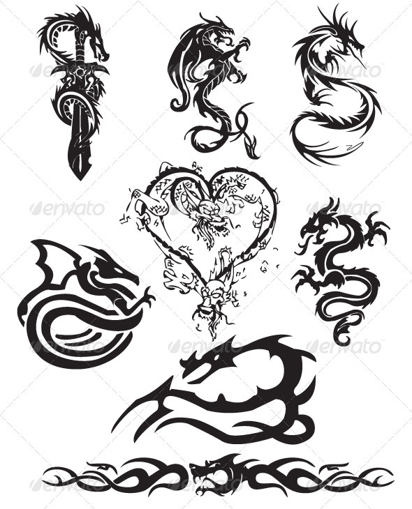 Awesome Black Dragon Tattoos Ideas