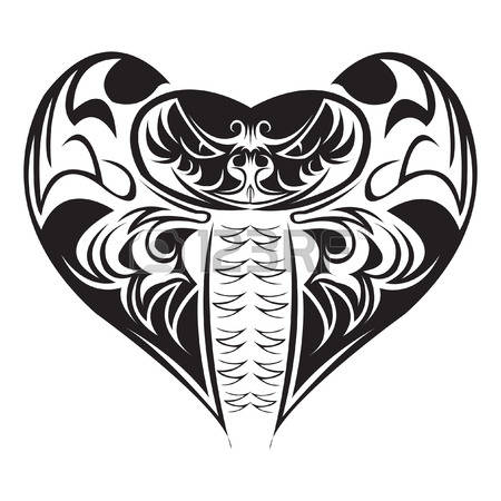 Awesome Black Ink Tribal Snake Head Tattoo Design
