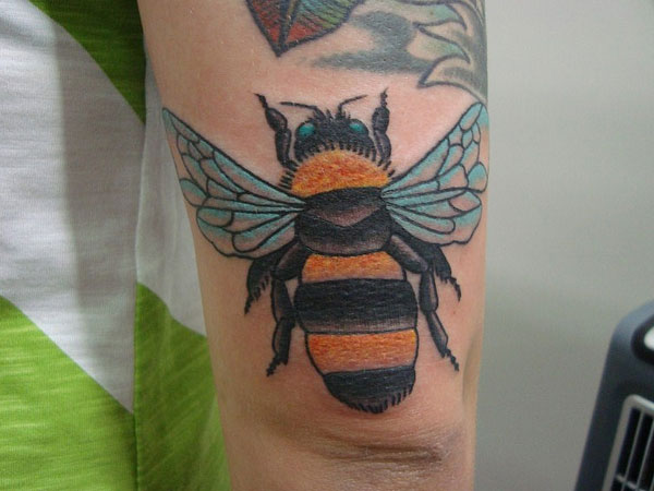 Awesome Bumblebee Tattoo Design For Half Sleeve