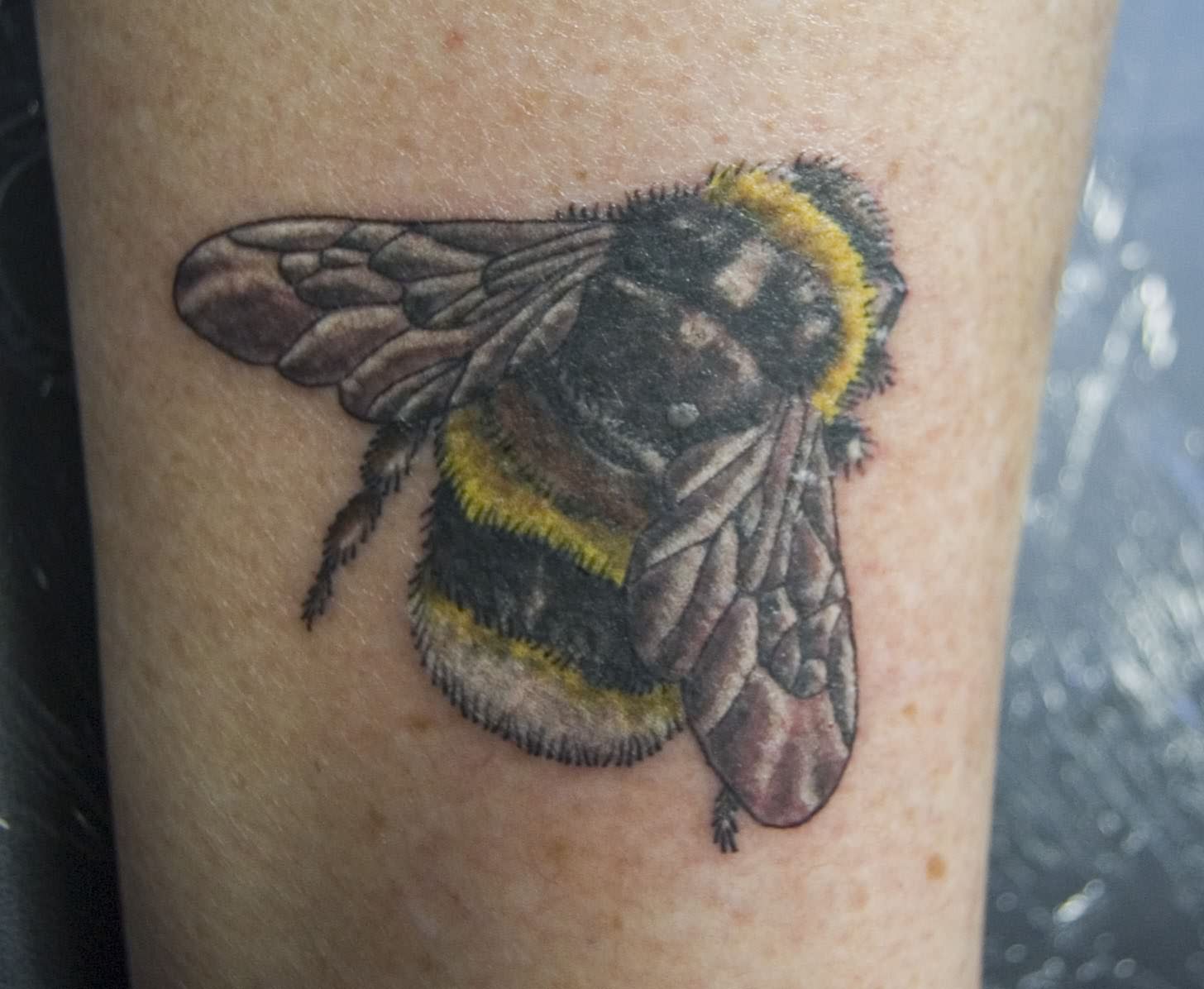 Awesome Bumblebee Tattoo Design For Sleeve