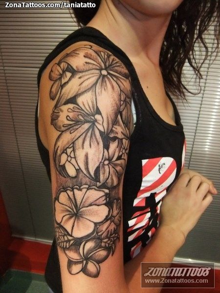 Awesome Grey Ink Lily Tattoo On Right Sleeve