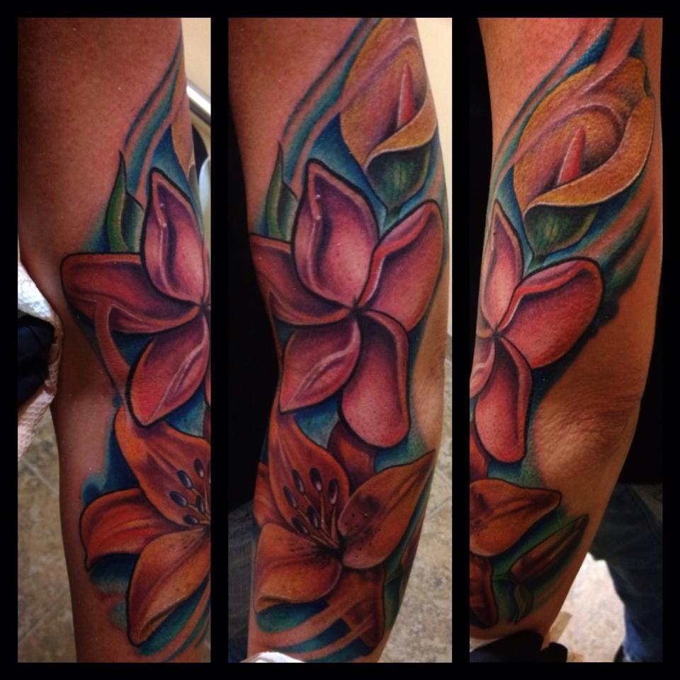 Awesome Lily Tattoo On Sleeve