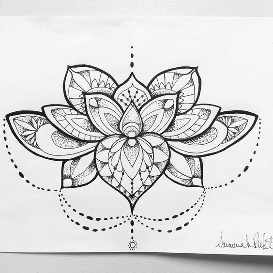 Awesome Mandala Lotus Tattoo Design