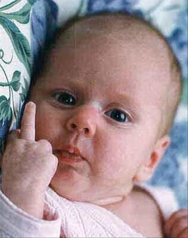 Baby Flipping Off Funny Image