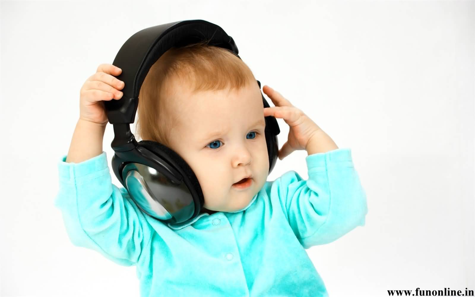 Baby Listening Music On Headphones Funny Picture