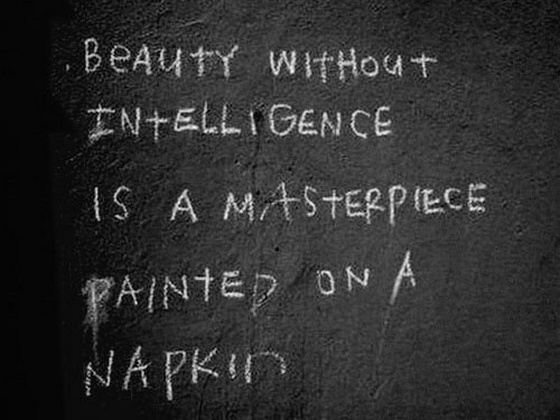 Beauty without intelligence is a masterpiece painted on a napkin