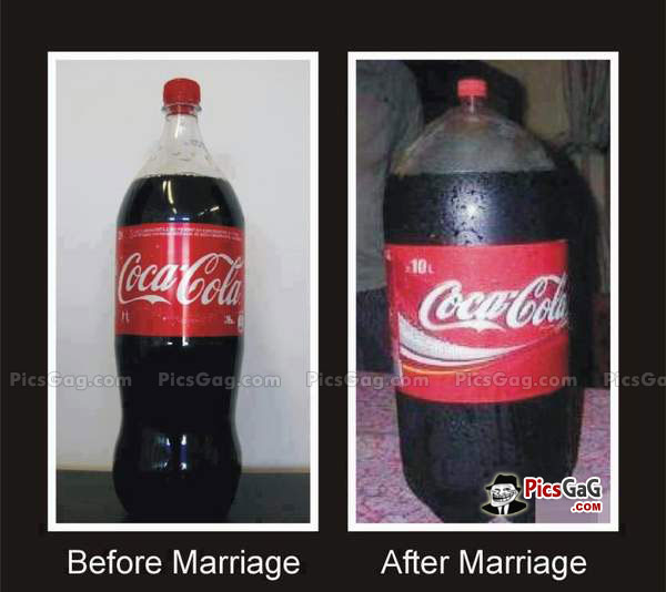Before Marriage And After Marriage Coca Cola Bottles Funny Picture