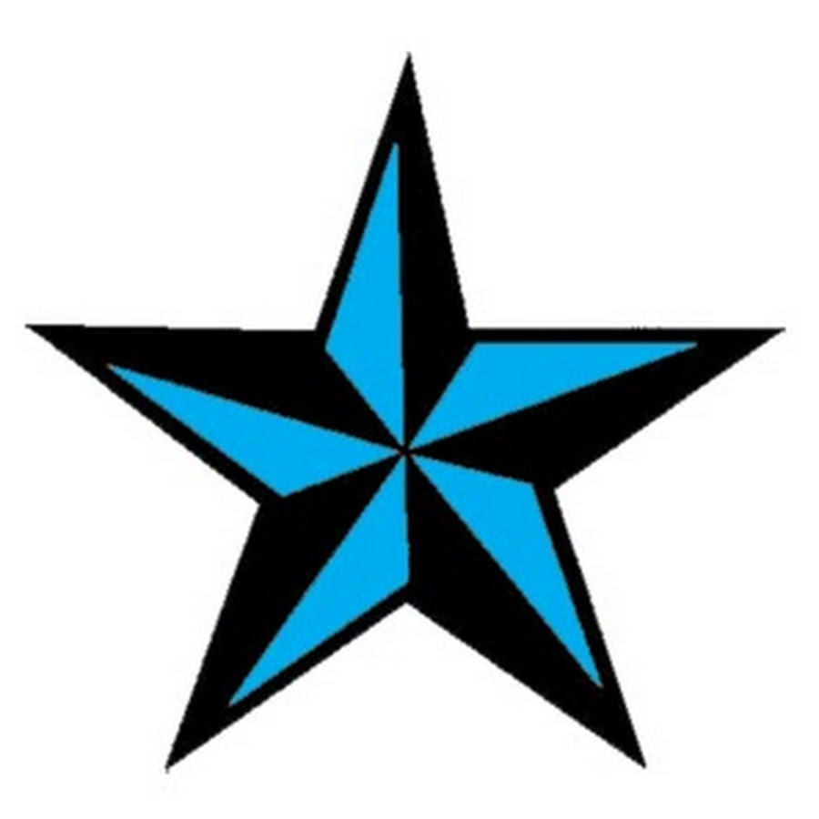 Black And Blue Ink Nautical Star Tattoo Design