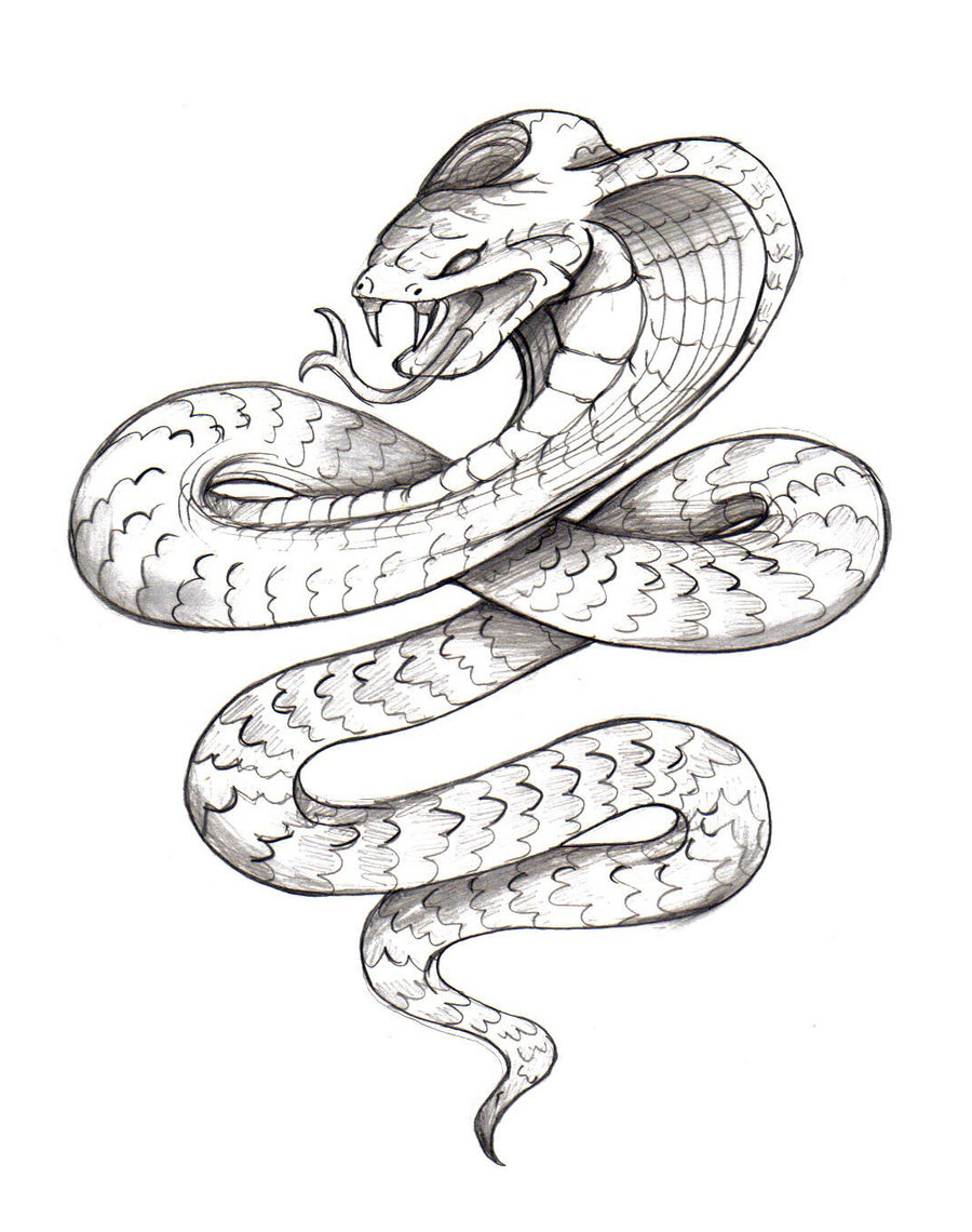 Black And Grey Chinese Cobra Snake Tattoo Design