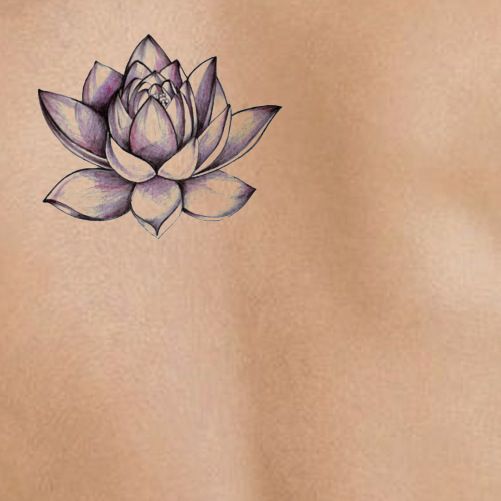 Black And Grey Lotus Flower Tattoo Design