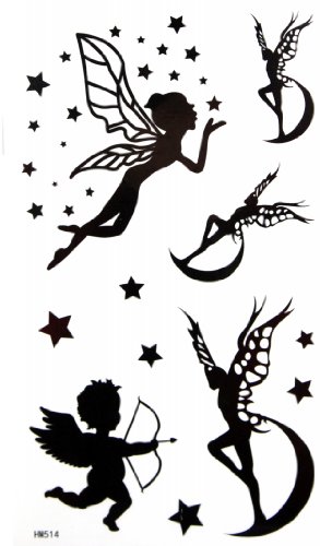 Black Fairies With Stars Tattoo Design