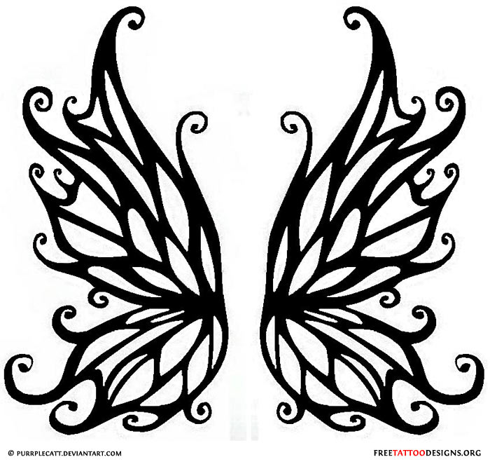 Black Fairy Wings Tattoo Stencil