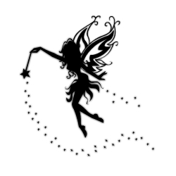 Black Flying Silhouette Fairy Tattoo Design
