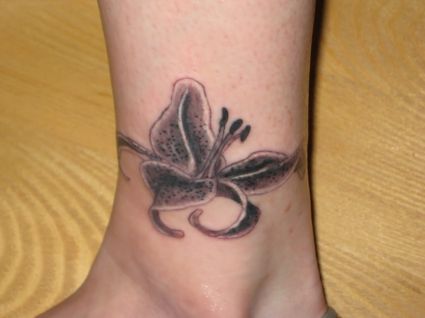 Black Grey Ankle Tattoo For Girls