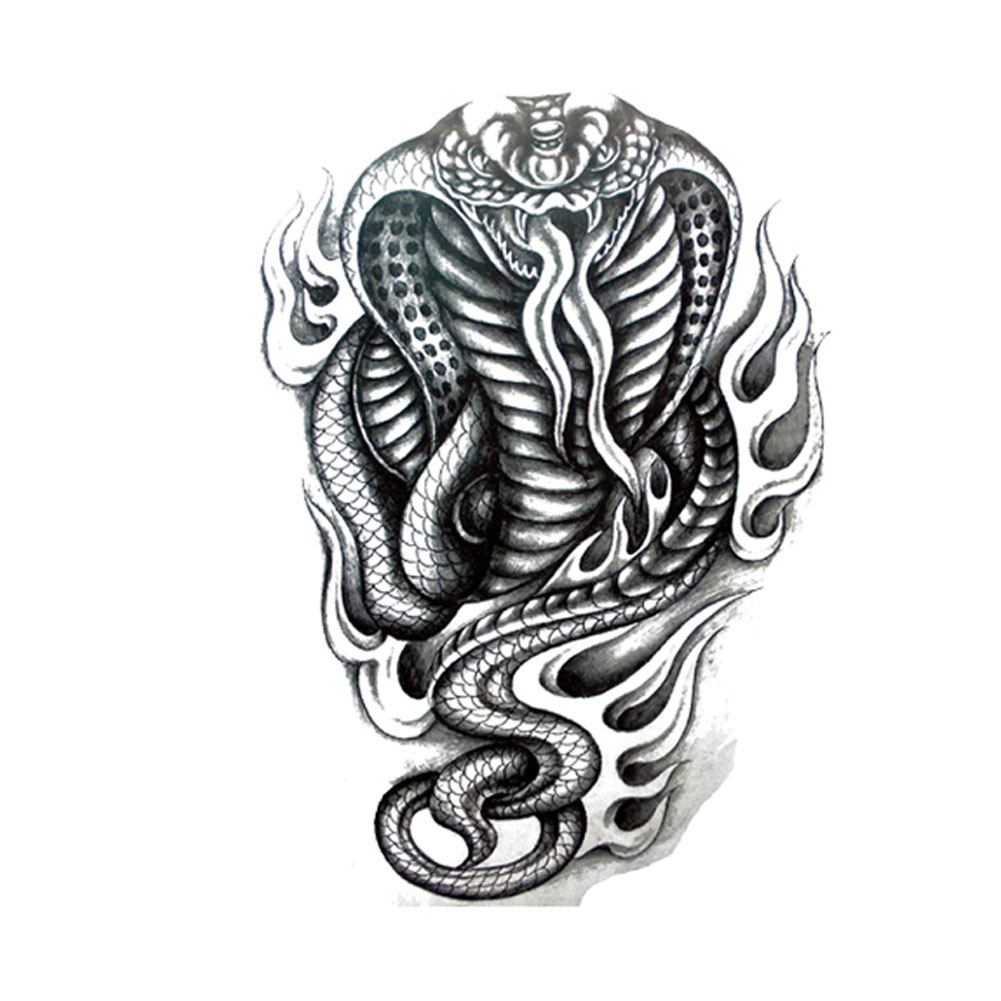 Black Ink Cobra Snake Tattoo Design