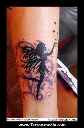 Black Ink Fairy With Flying Butterflies Tattoo Design For Sleeve