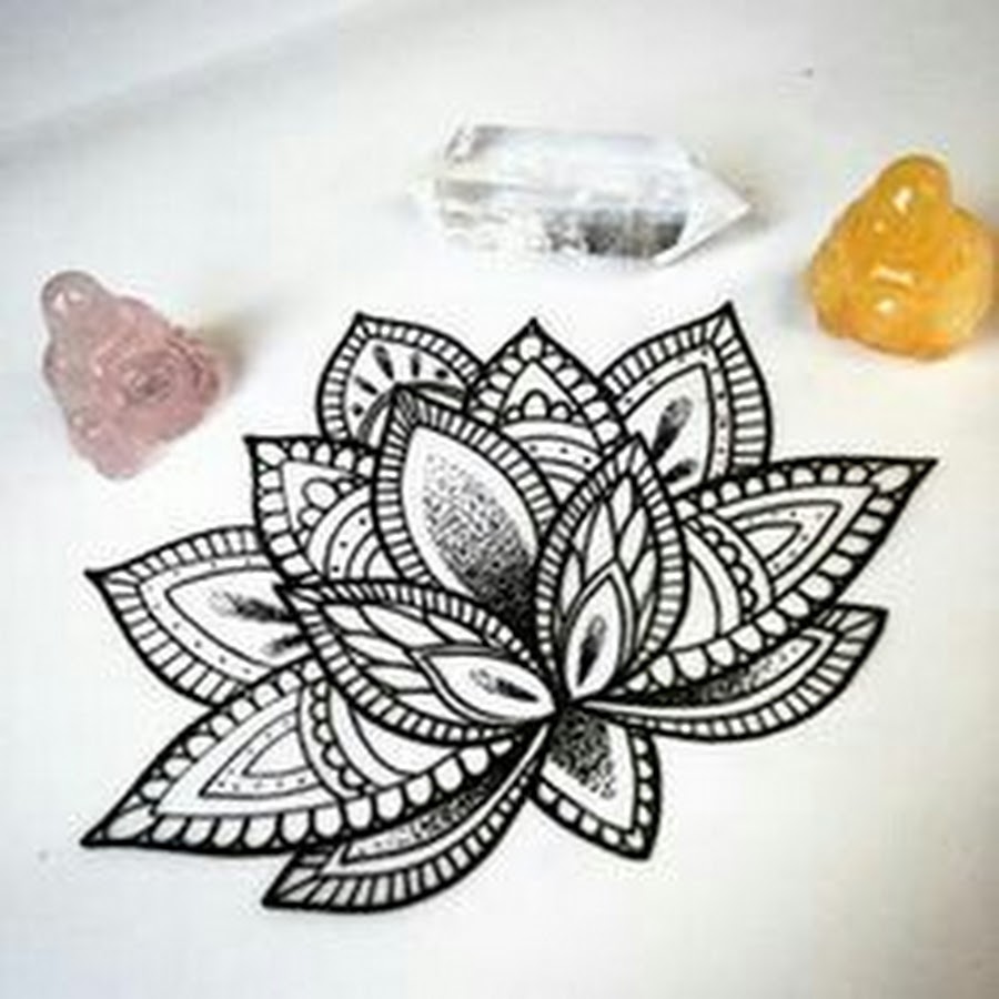 Black Ink Mandala Lotus Tattoo Design