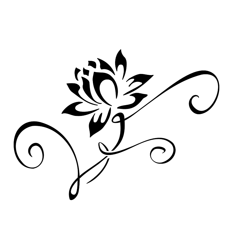 Black Outline Lotus Flower Tattoo Design