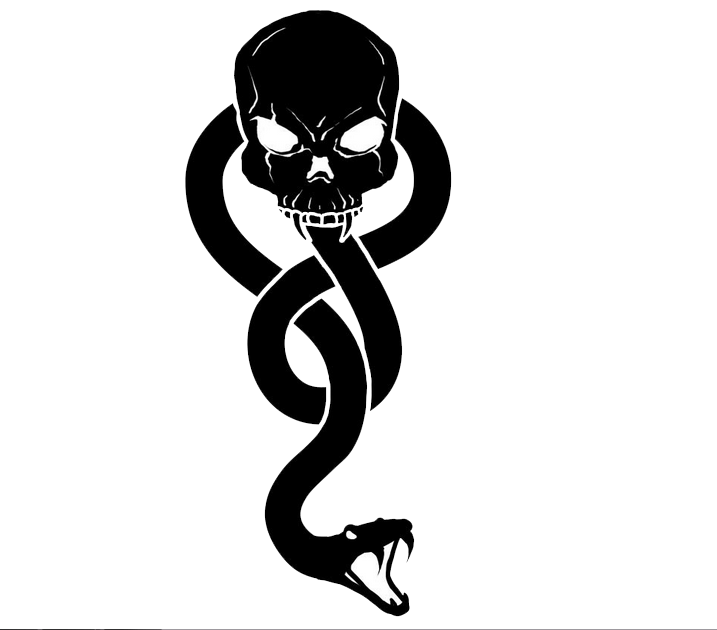 Black Snake With Skull Tattoo Design