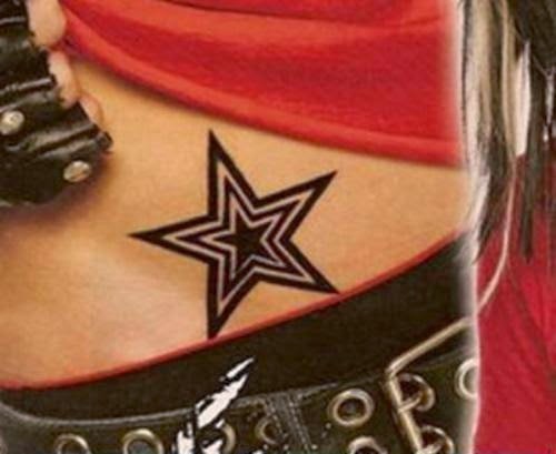 Black Star Tattoo On Hip For Girls