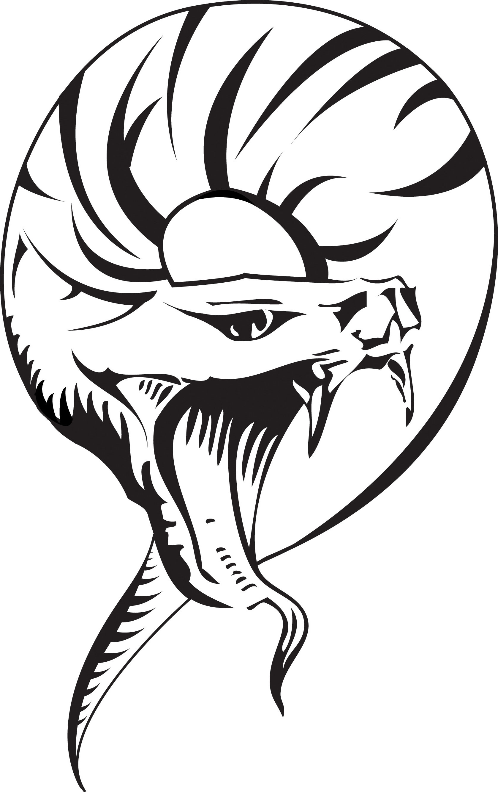 Black Tribal Cobra Snake Head Tattoo Design