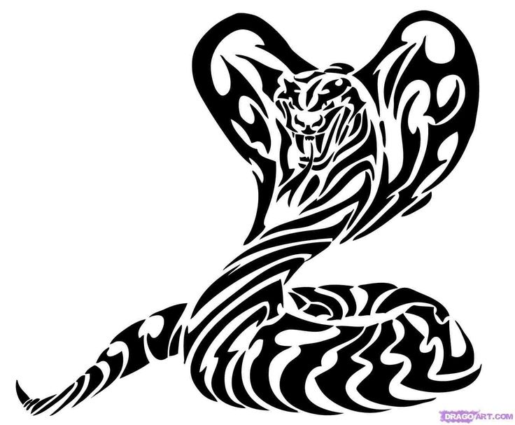 Black Tribal Cobra Snake Tattoo Stencil
