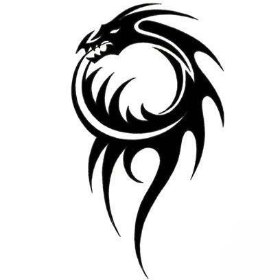 Black Tribal Dragon Tattoo Design Idea