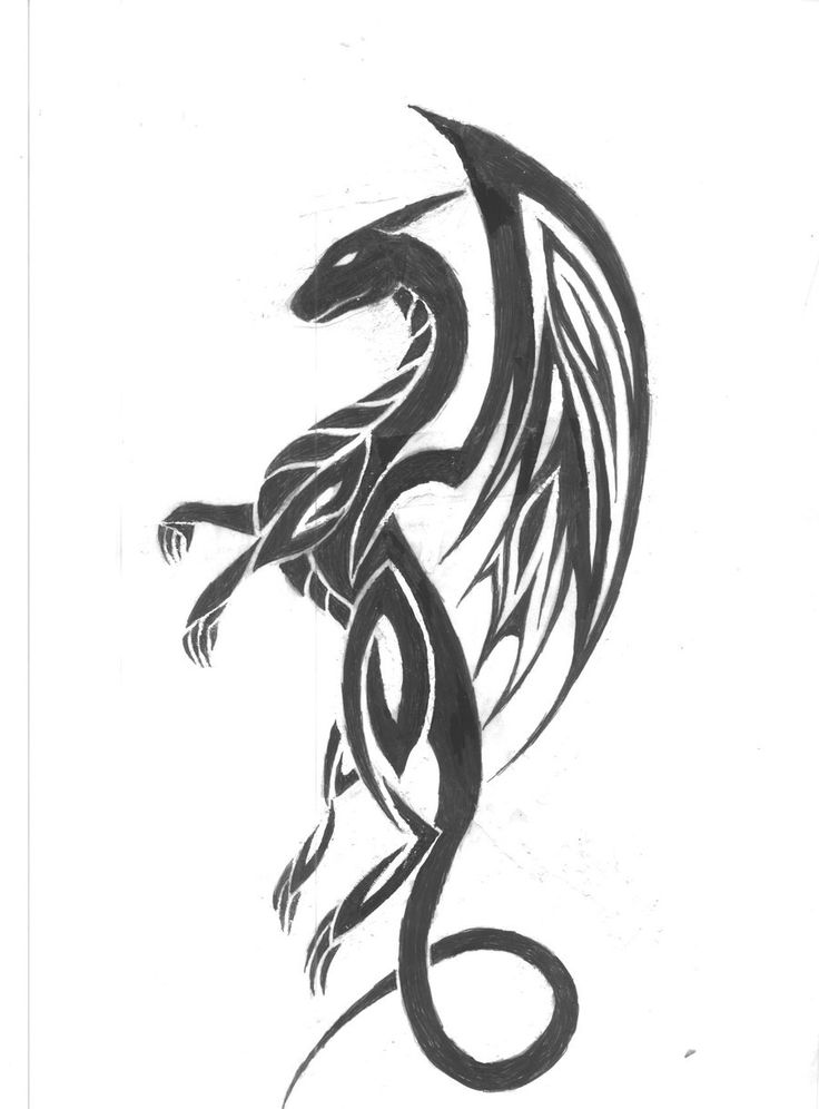 Black Tribal Dragon Tattoo Design Stencil